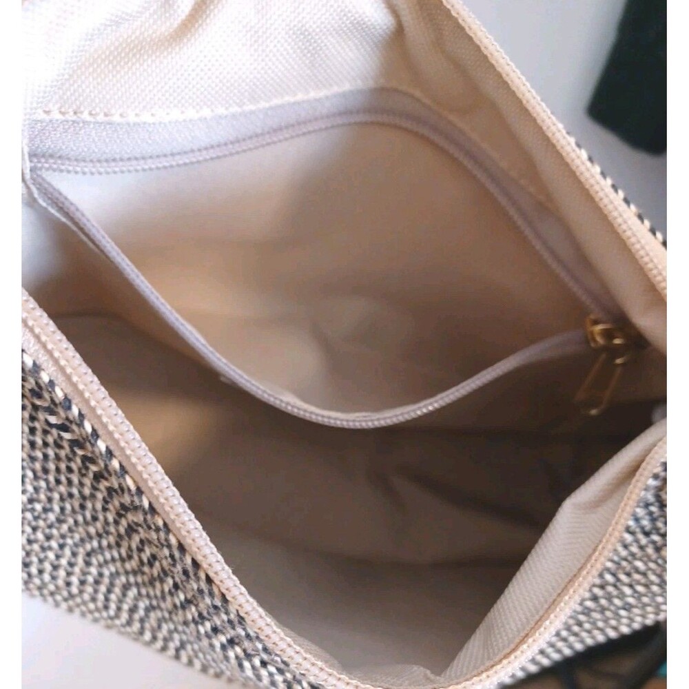 BETMAR New York Purse Tan & Black Woven Knit Vintage Tweed Handbag Shoulder Bag - Picture 10 of 13